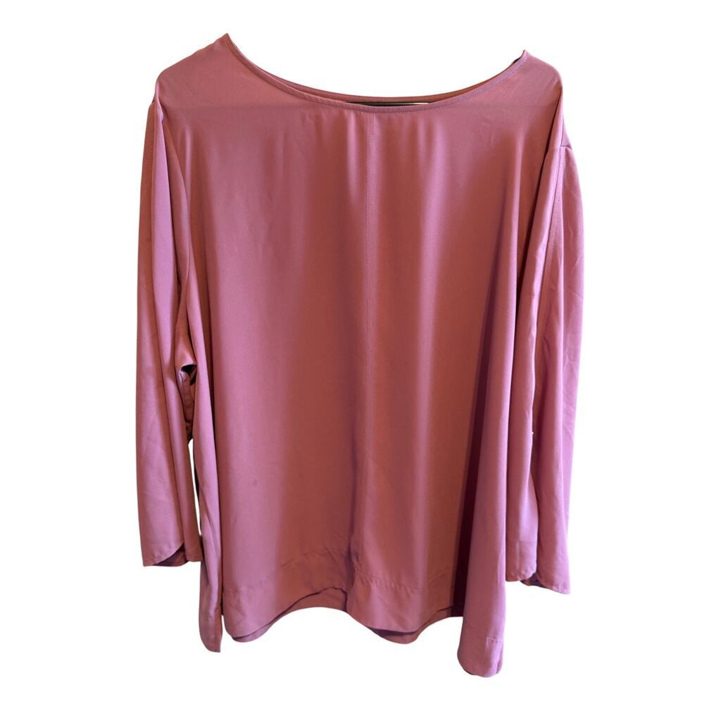 Cata Pink Mauve Dress Blouse Shirt Silver Detail on Sleeve Women's Plus 22/24W